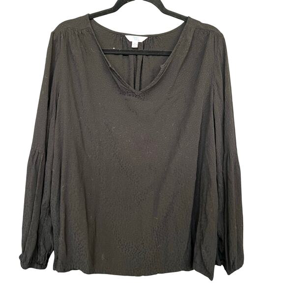 Time and Tru Swiss Dot Long Sleeve V-Neck Blouse XL - Picture 1 of 3